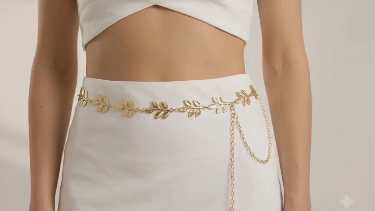Elegant Gold Leaf Waist Chain for Women